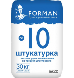 Штукатурка гипс 30кг №10 ФОРМАН Professional Штукатурка гипс 30кг №10 ФОРМАН Professional